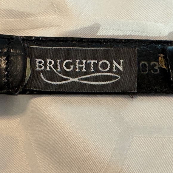 Brighton Beautiful Silver Hearts & Black Leather Belt - size XL- 36 EUC